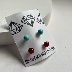 Nostalgik Jewelry Natural Stone Stud Earrings NWT